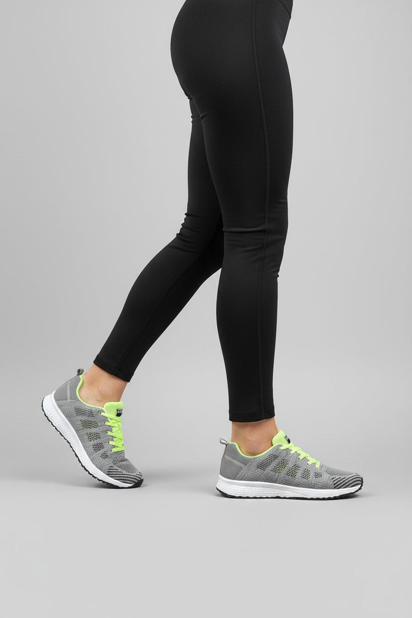 Women's Breathable Knit Trainers White Lightweight Cushioned Sports Shoes for Walking Gym Casual Everyday Comfort | Koossa