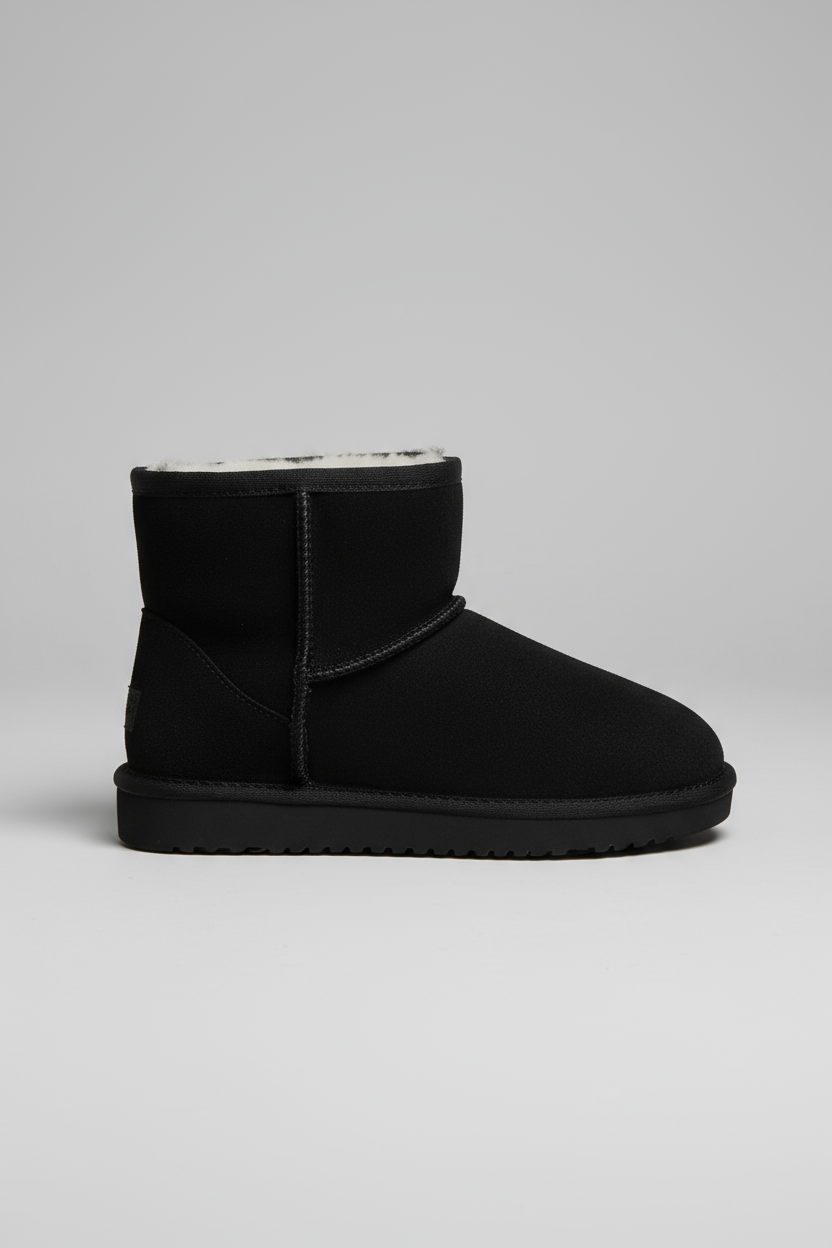 Women's Fur-Lined Ankle Boots in Beige, Black, Khaki & Grey for Winter | Warm Short Boots with Non-Slip Sole | Comfortable Cold Weather Footwear | Koossa