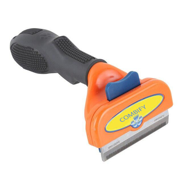 Dog Deshedding Brush Self-Cleaning Button French Bulldog Short Coat Grooming Tool Ergonomic Handle Shedding Remover Fur Comb | Koossa