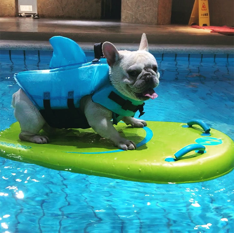 Dog Life Jacket Shark Fin Buoyant Diving Fabric French Bulldog Swim Vest Quick-Release Buckle Grab Handle D-Ring Water Safety | Koossa