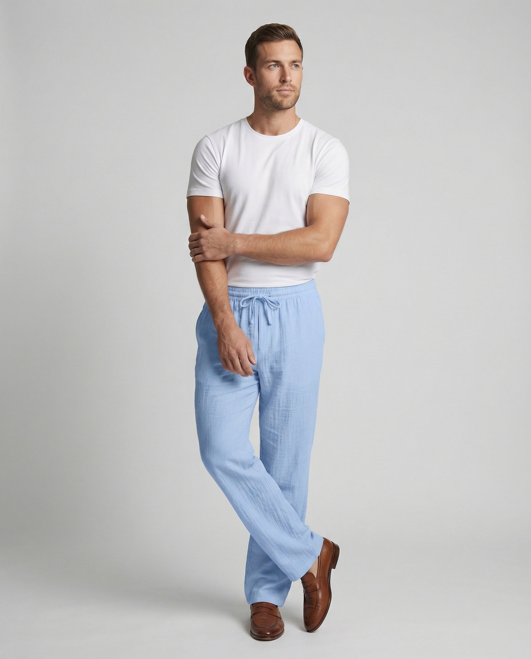 Men's Relaxed Fit Straight Leg Drawstring Trousers — Lightweight Casual Trousers for Everyday Comfort & Weekend Wear | Koossa