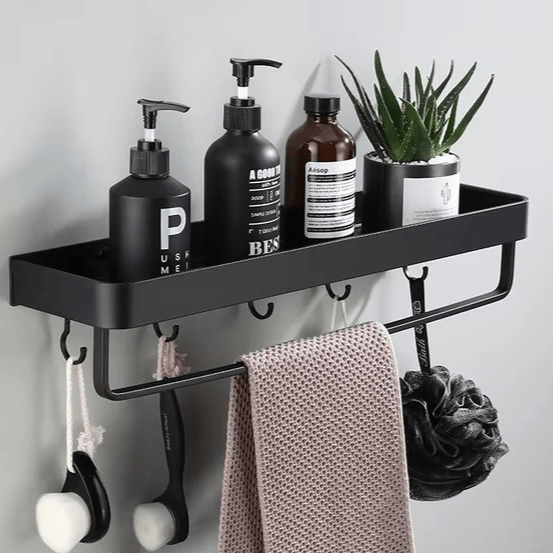 Adhesive Shower Shelf No-Drill Stainless Steel Bathroom Organizer 12 16 or 20 Inch Wall Caddy Towel Rack Option Storage for Shampoo Soap | Lonoma