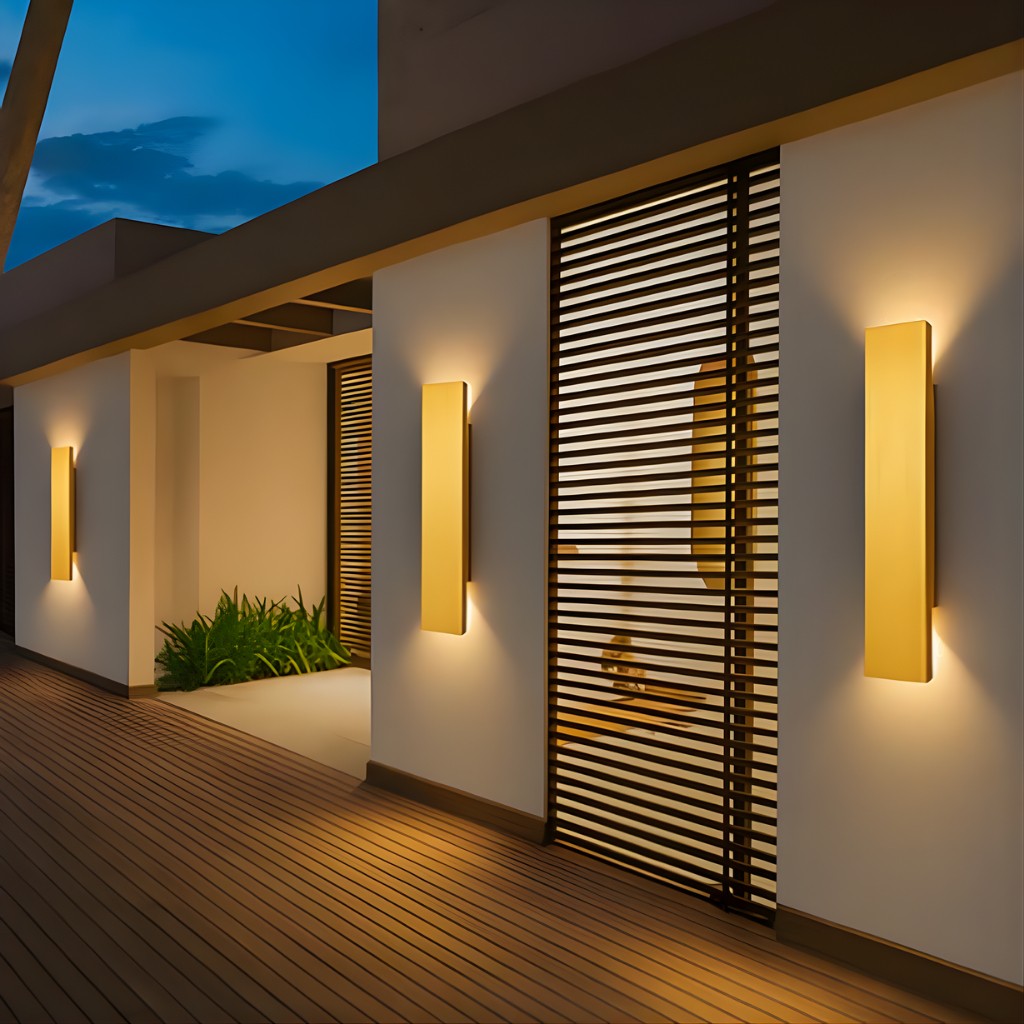 Gold Outdoor Wall Sconce, Up & Down LED Aluminum Weatherproof Exterior Light for Patio, Porch, Deck, Garage & Entryway Wall | Lonoma