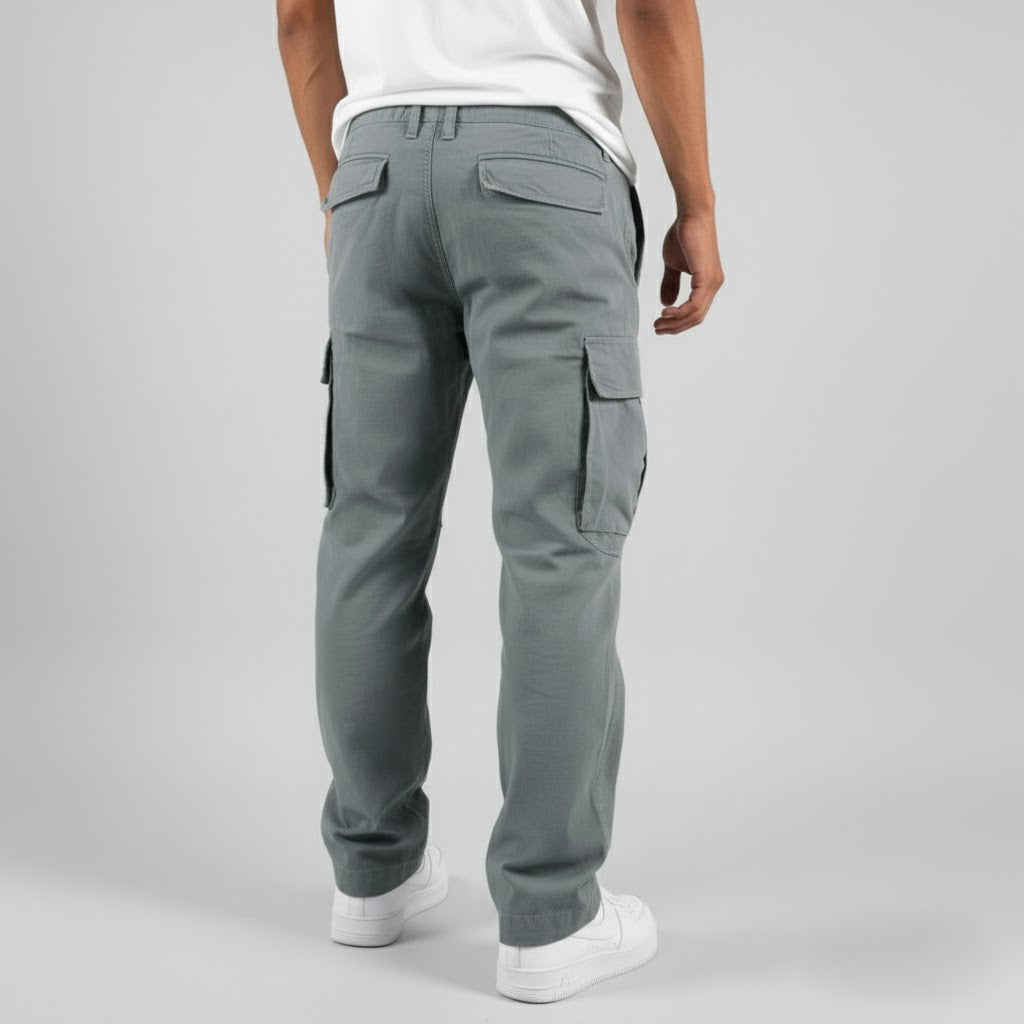 Relaxed Cargo Trousers with Multiple Pockets in Black, Brown, Dark Green & Grey for Casual Everyday Comfort | Koossa