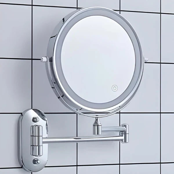 LED Lighted Wall Mount Makeup Mirror 8 Inch Magnifying Vanity Mirror with Touch Control USB-C Rechargeable for Bathroom, Shaving & Skincare | Lonoma