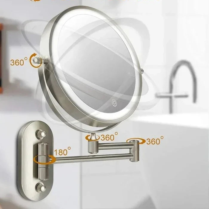 LED Lighted Wall Mount Makeup Mirror 8 Inch Magnifying Vanity Mirror with Touch Control USB-C Rechargeable for Bathroom, Shaving & Skincare | Lonoma