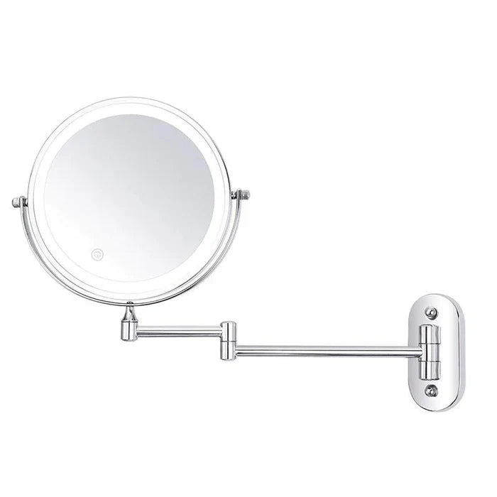 LED Lighted Wall Mount Makeup Mirror 8 Inch Magnifying Vanity Mirror with Touch Control USB-C Rechargeable for Bathroom, Shaving & Skincare | Lonoma