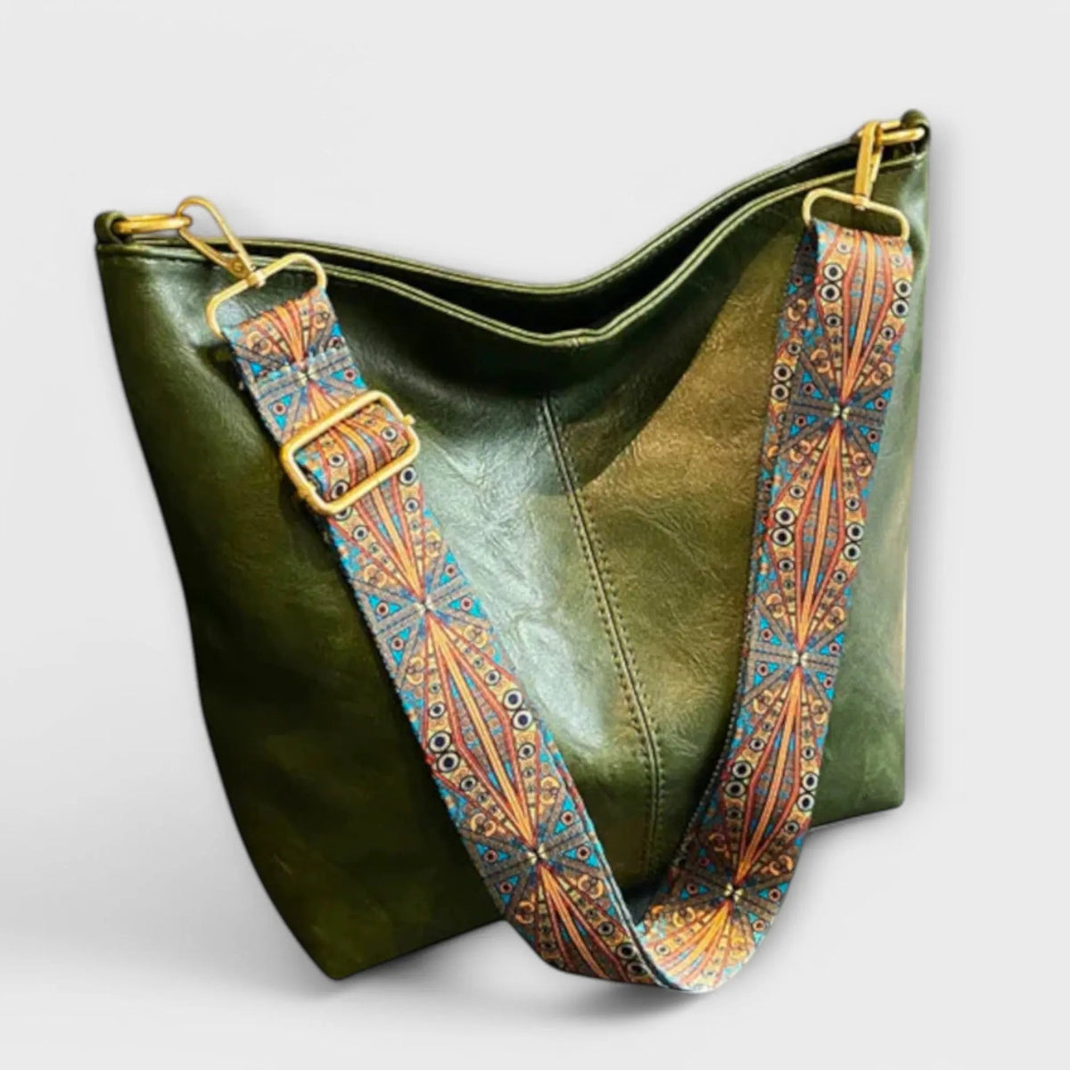 Structured Crossbody Purse with Embroidered Strap for Women - Vintage Style Shoulder Handbag for Work Travel Daily Use | Lonoma