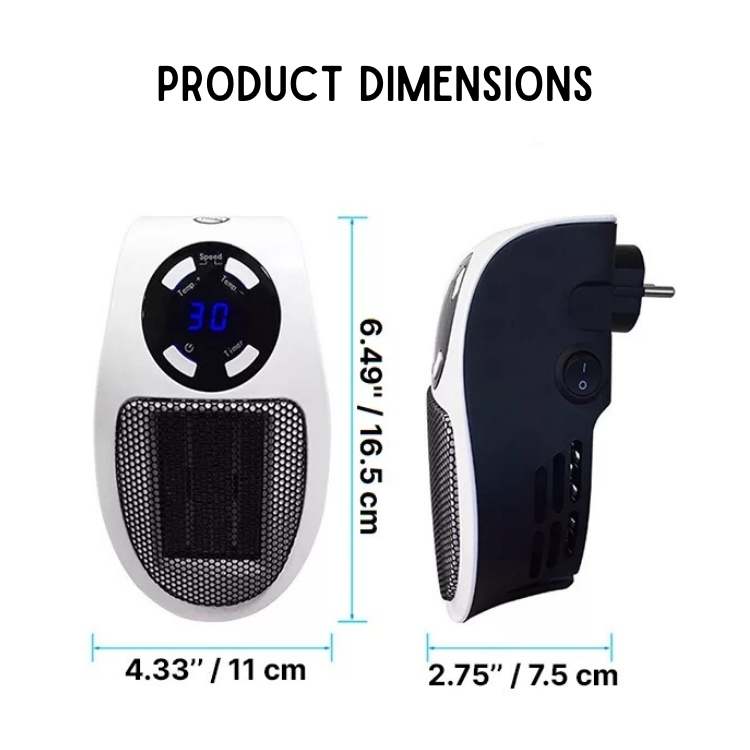 Radiateur céramique électrique compact pour chauffage rapide pièces 32 m² salle bain bureau maison hiver | Koossa