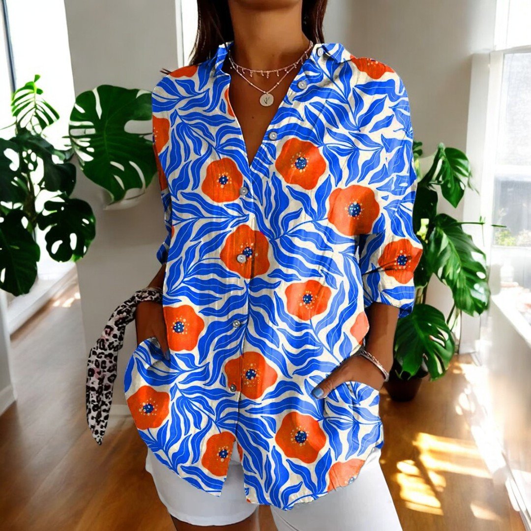 Women's Vintage Floral Print Blouse — Elegant Long Sleeve Shirt for Work & Weekend Styling | Koossa