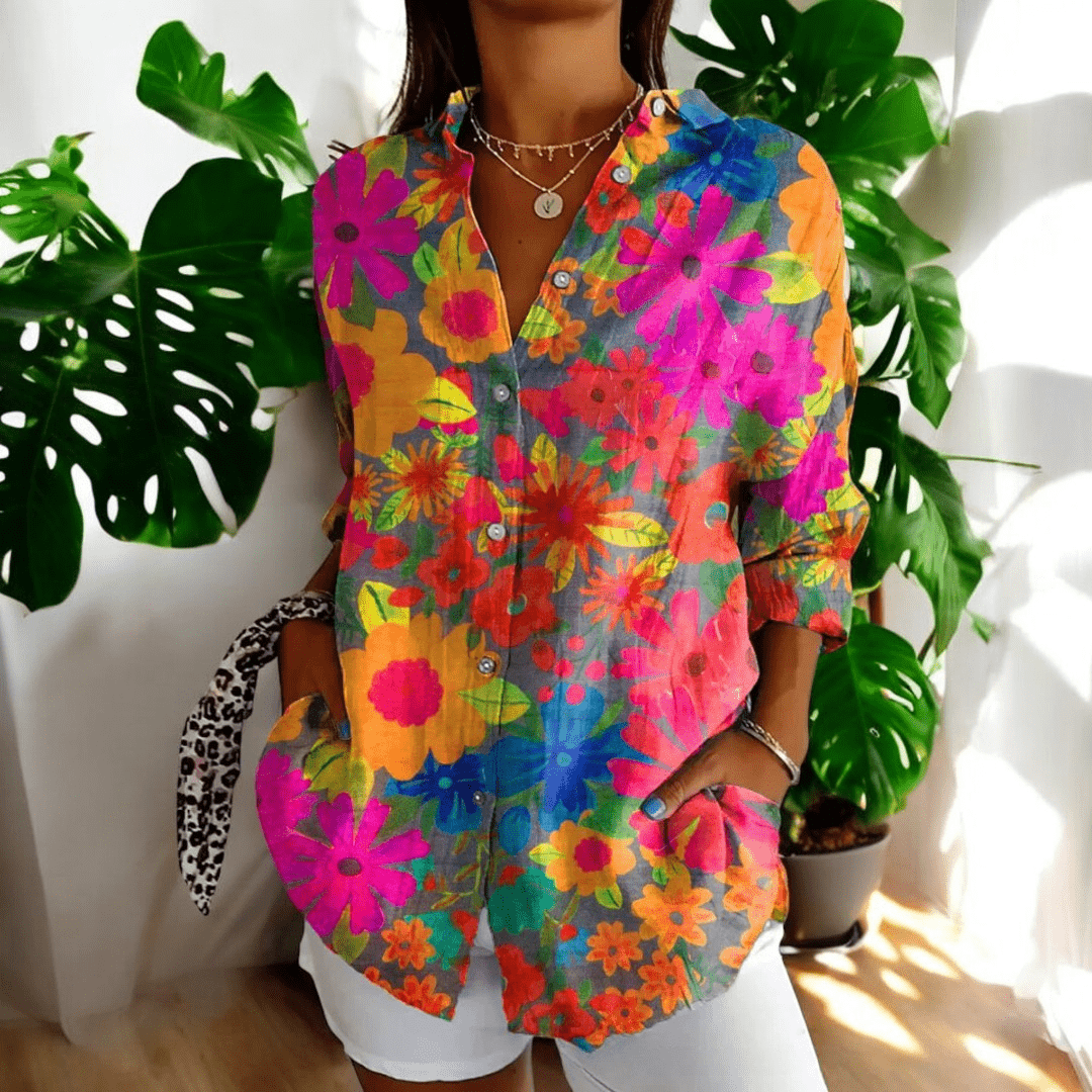 Women's Vintage Floral Print Blouse — Elegant Long Sleeve Shirt for Work & Weekend Styling | Koossa
