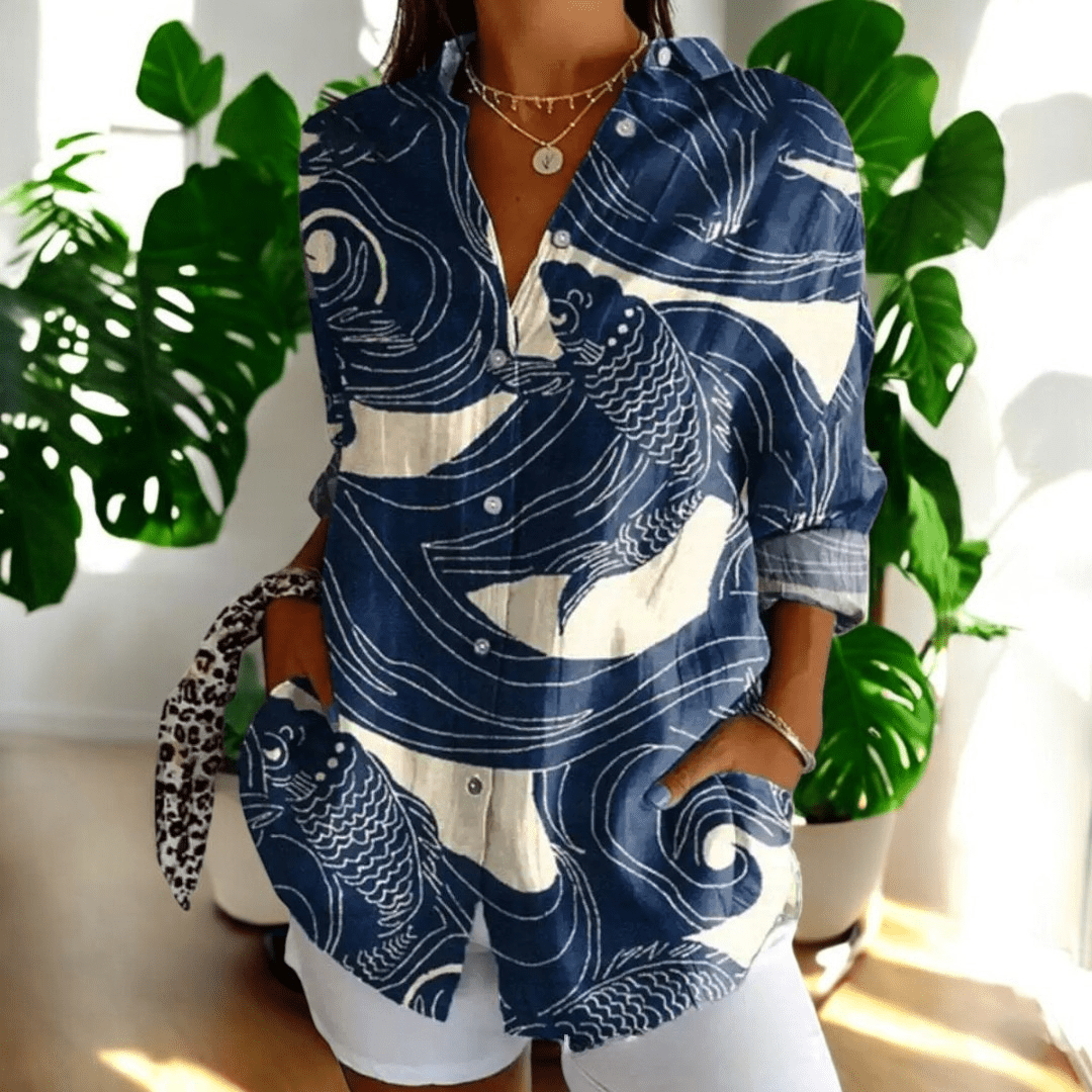 Women's Vintage Floral Print Blouse — Elegant Long Sleeve Shirt for Work & Weekend Styling | Koossa