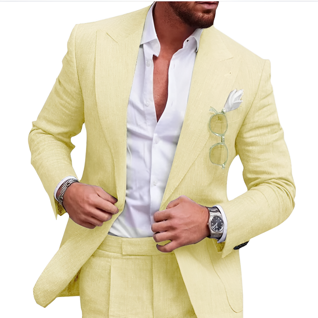 Men's Two-Piece Tailored Suit — Classic Formal Suit for Beach Weddings & Summer Celebrations | Koossa