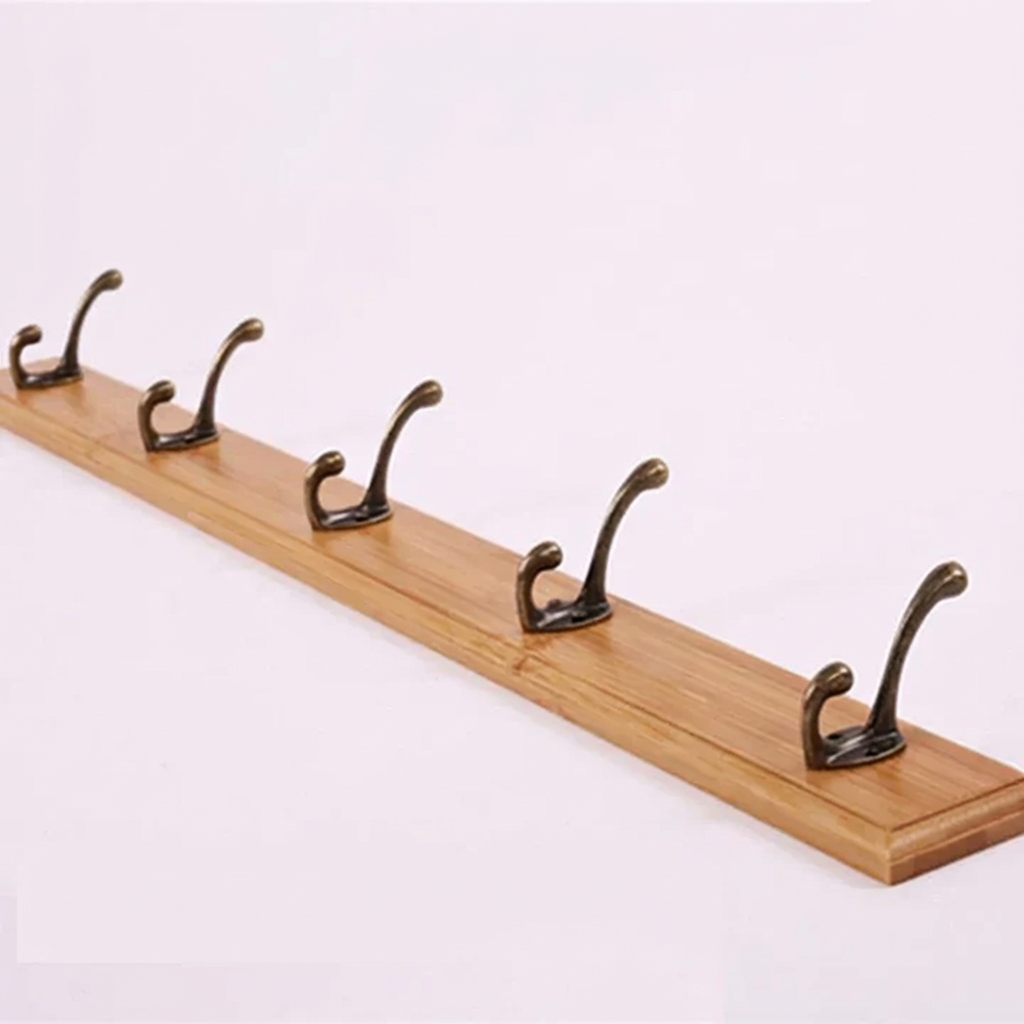 Patère murale en bois massif 4-5 crochets blanc beige brun style scandinave pour entrée chambre et hall | Koossa
