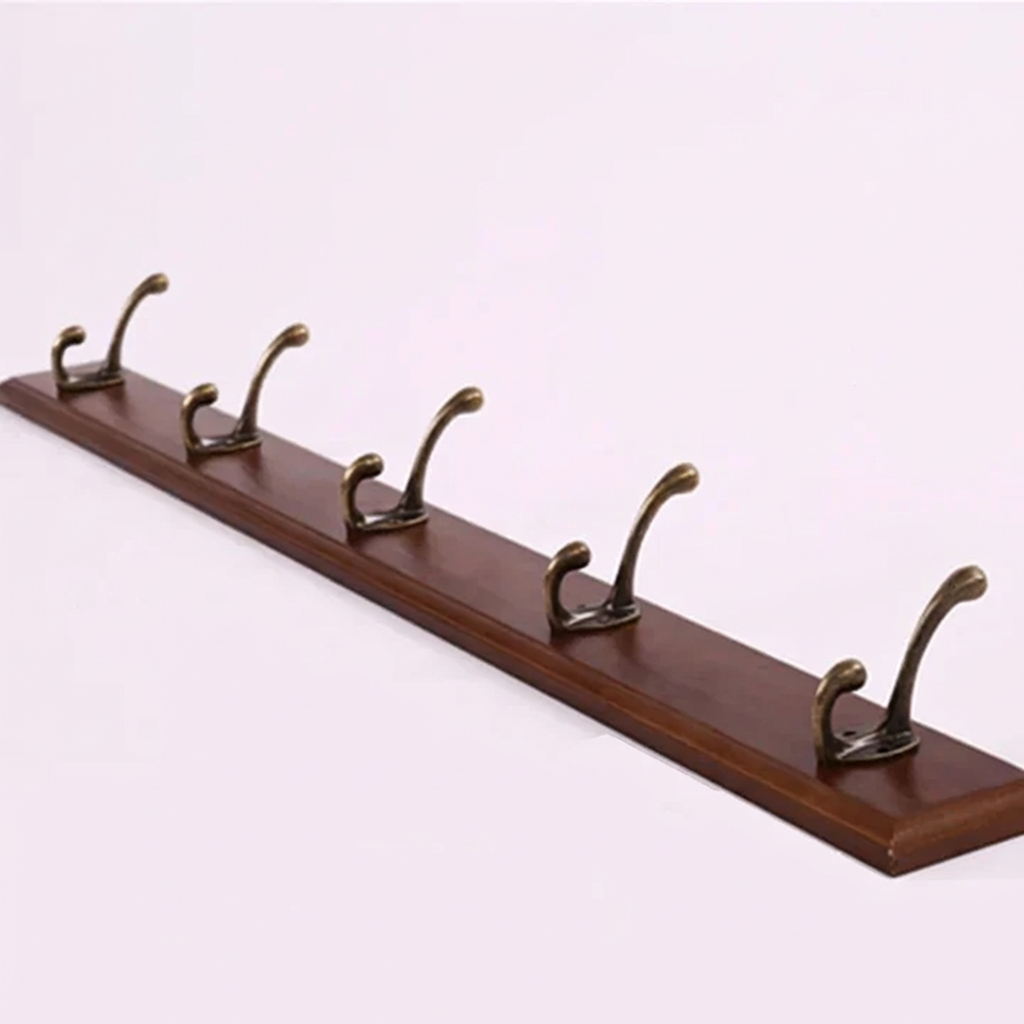 Patère murale en bois massif 4-5 crochets blanc beige brun style scandinave pour entrée chambre et hall | Koossa