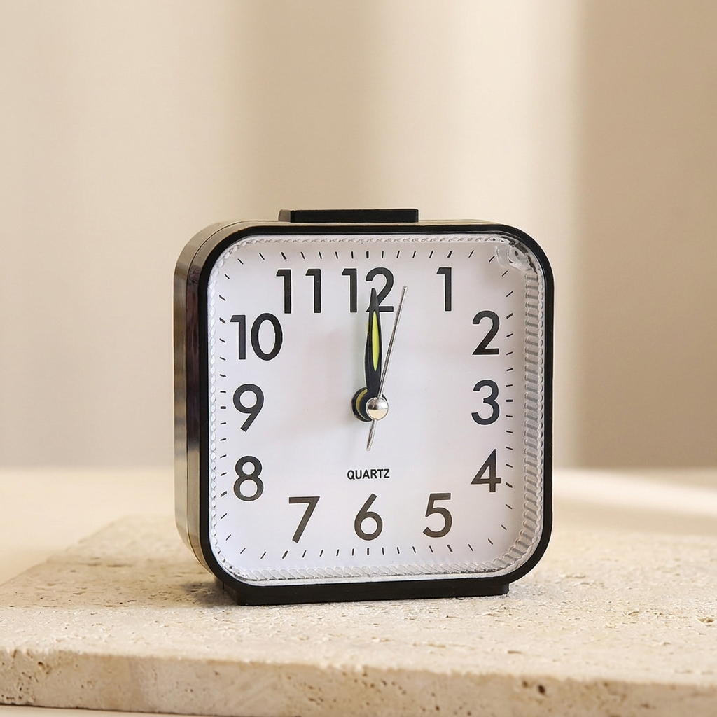 Silent Alarm Clock for Bedroom with Easy-Read Display, Gentle Wake Sound, Battery Operated, Nightstand Desk Clock | Lonoma