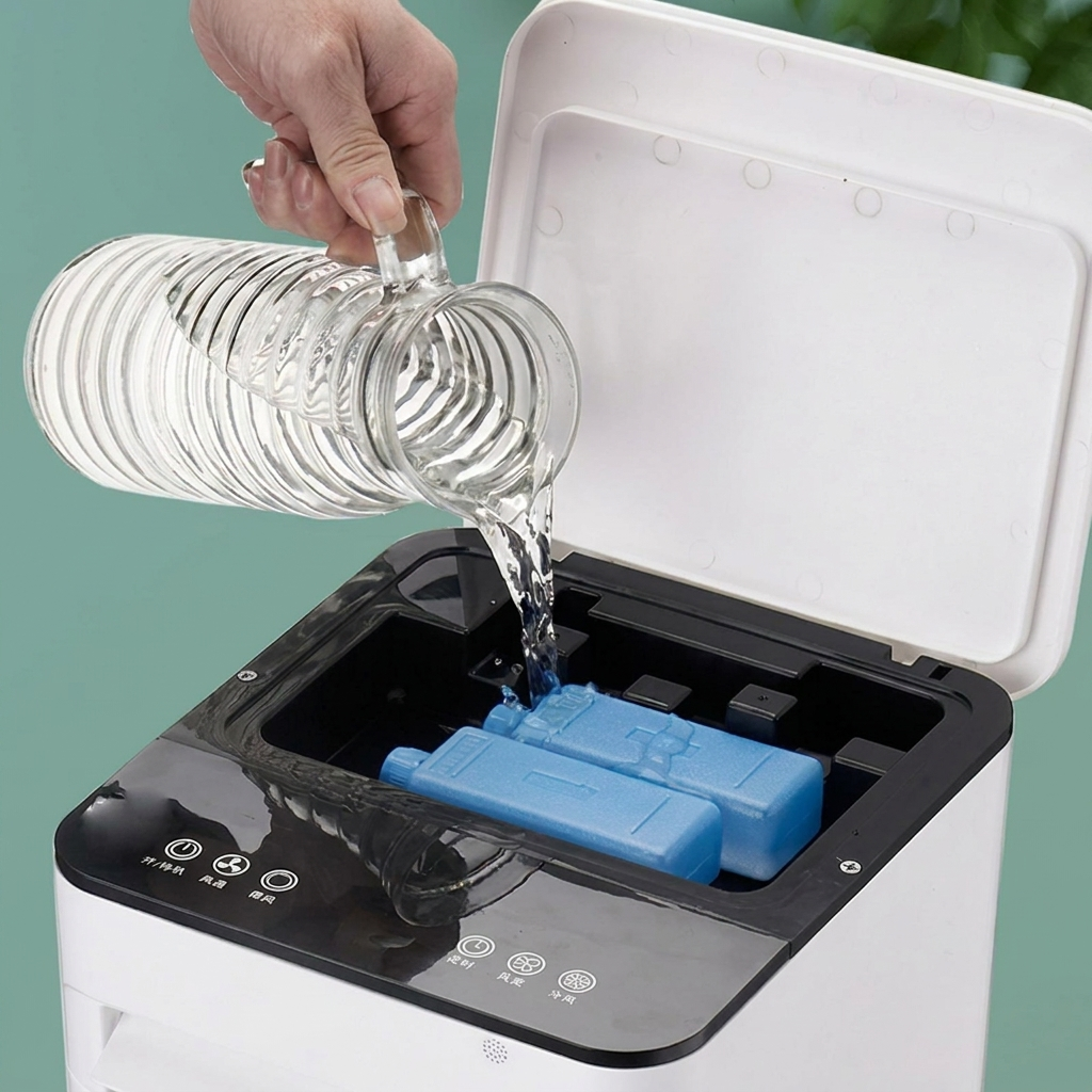 Rafraîchisseur d'Air Mobile 3-en-1 avec Réservoir d'Eau Ventilation Humidification Refroidissement Silencieux | Koossa