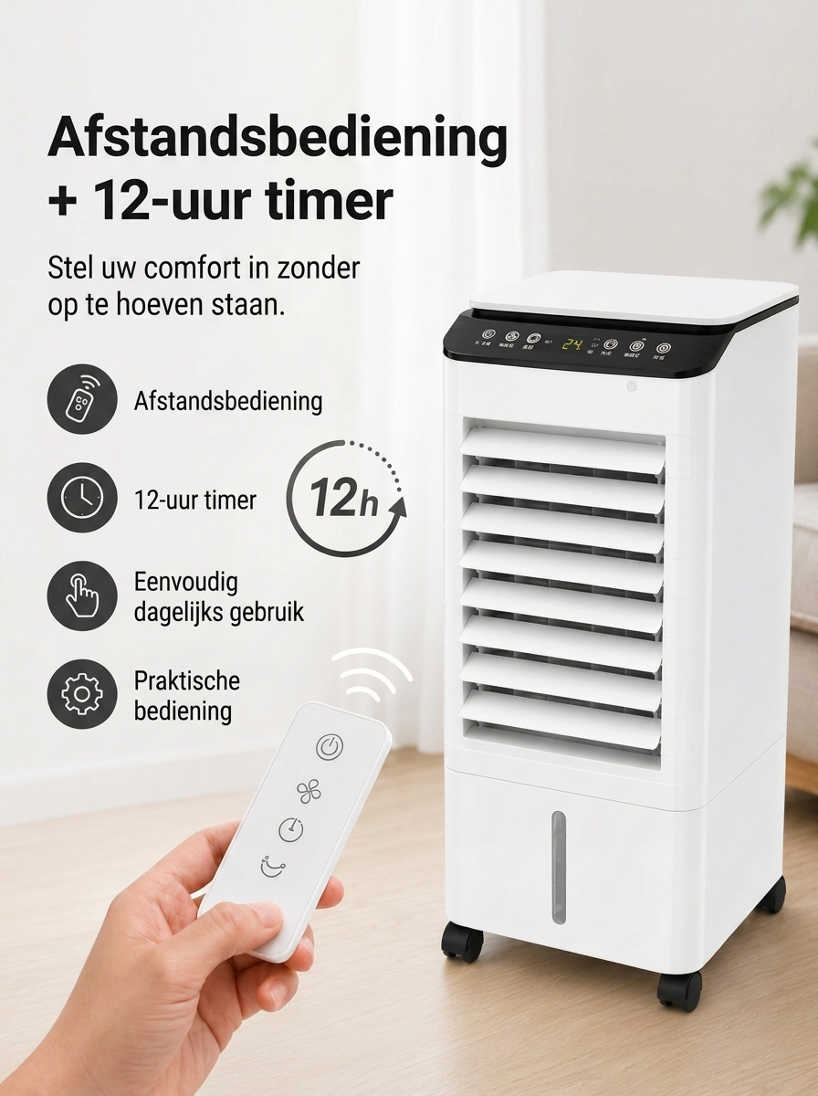 Rafraîchisseur d'air mobile 3-en-1 avec réservoir 7 L, minuteur et trois vitesses de ventilation pour intérieur | Koossa