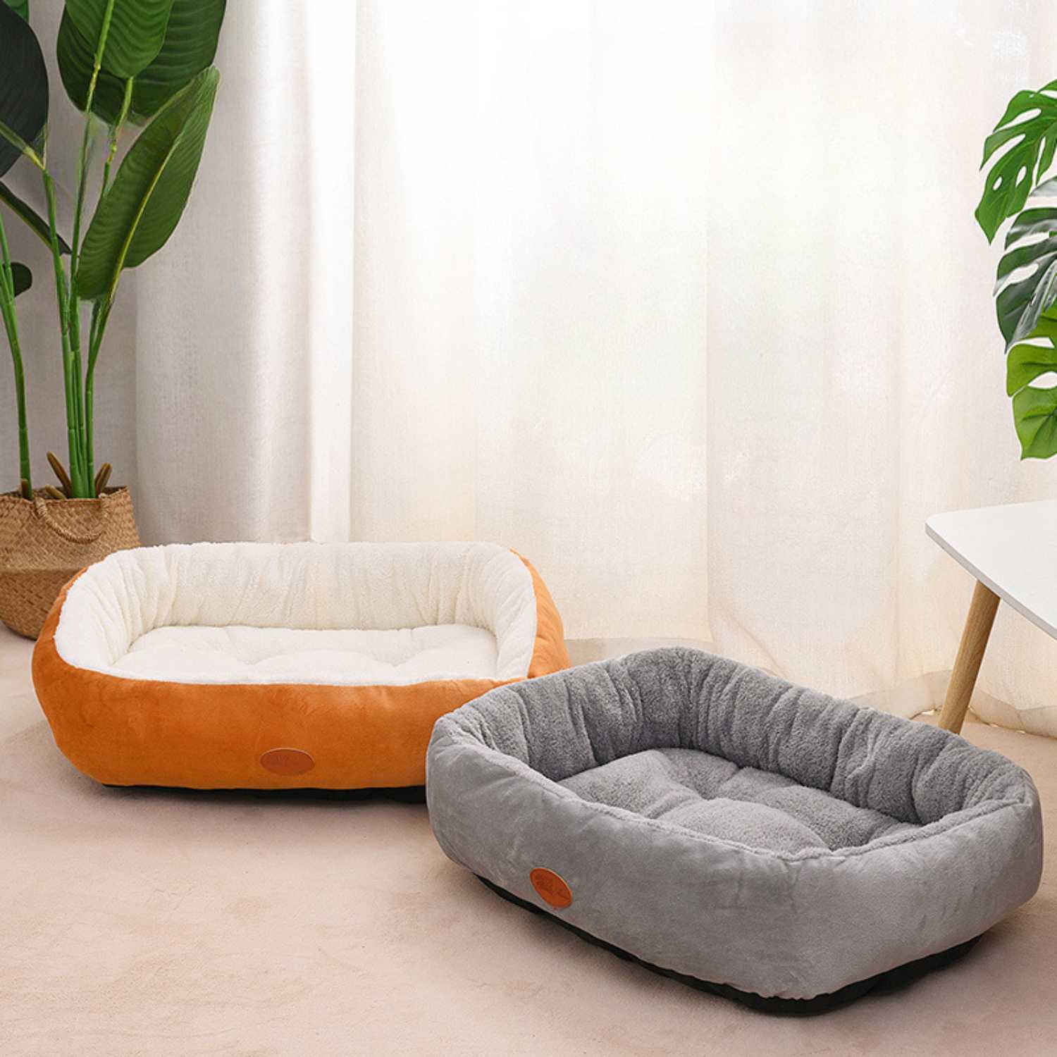 Dog Bed Cat Bed Winter Warm Thick Oval Cushion Cosy Pet Bed Soft Plush Washable Brown Grey Small Medium Large Joint Support | Koossa