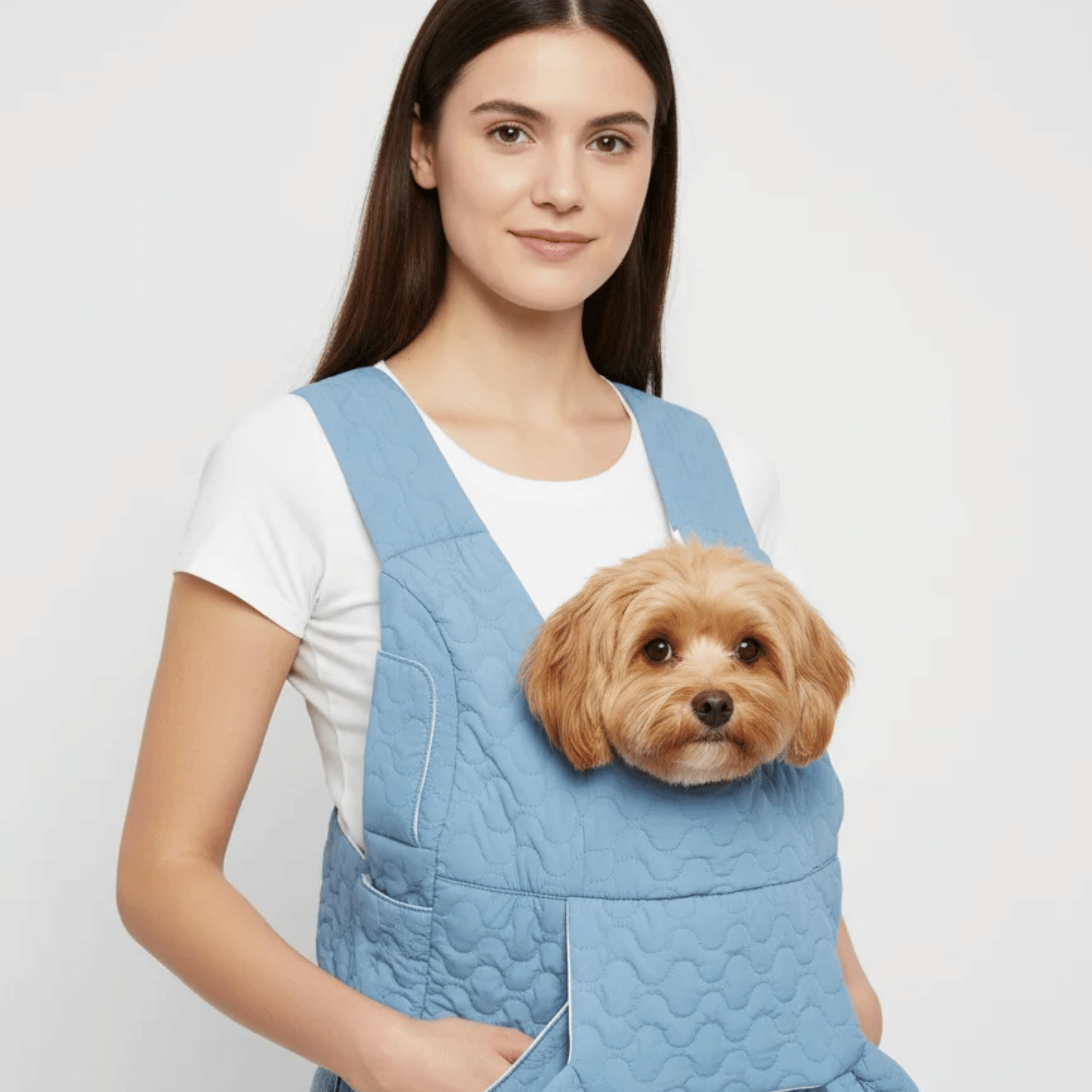 Dog Sling Carrier Quilted Front Pouch Small Pet Bag Hands-Free Shoulder Strap Travel | Koossa