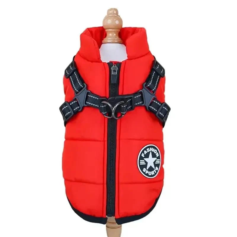 Dog Jacket Harness 2-in-1 Waterproof Fleece Lined Reflective S to 5XL Small Large Dogs Winter Coat Zip | Koossa