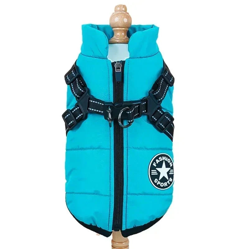Dog Jacket Harness 2-in-1 Waterproof Fleece Lined Reflective S to 5XL Small Large Dogs Winter Coat Zip | Koossa