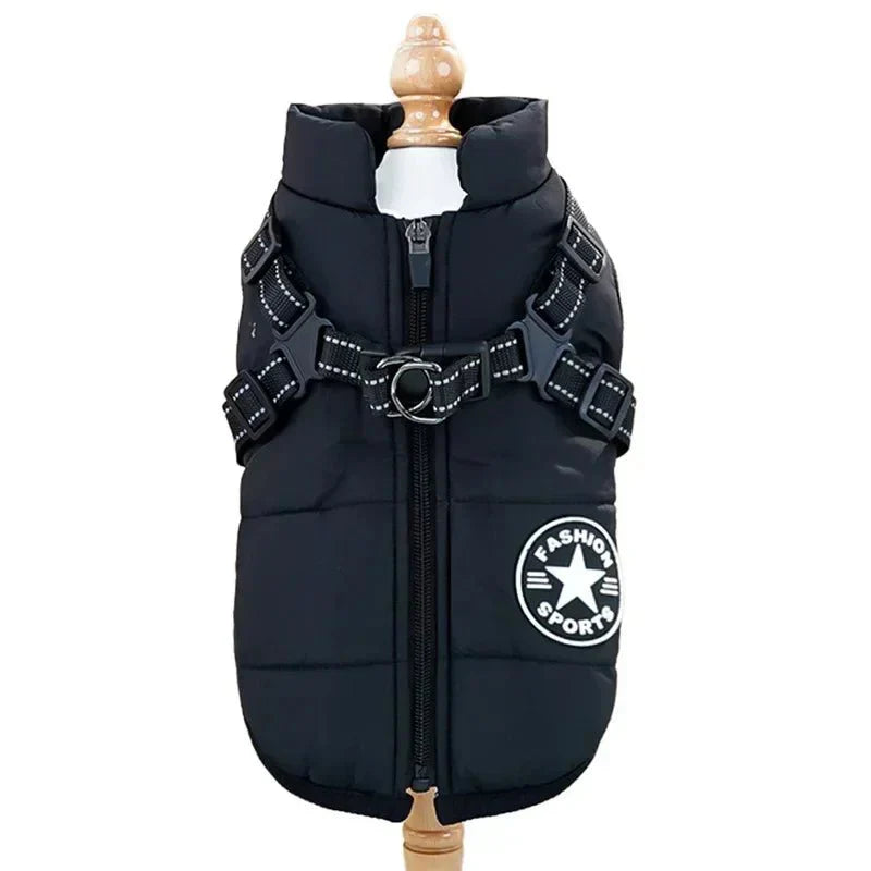 Dog Jacket Harness 2-in-1 Waterproof Fleece Lined Reflective S to 5XL Small Large Dogs Winter Coat Zip | Koossa