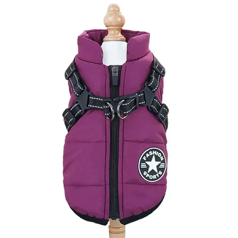 Dog Jacket Harness 2-in-1 Waterproof Fleece Lined Reflective S to 5XL Small Large Dogs Winter Coat Zip | Koossa