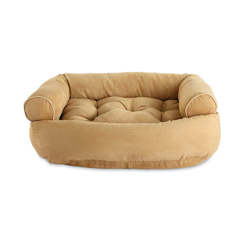 Orthopedic Dog Bed with Raised Bolster, Gray or Navy Blue, Joint Support Pet Sofa for Small, Medium & Large Dogs, Calming Couch Bed | Lonoma