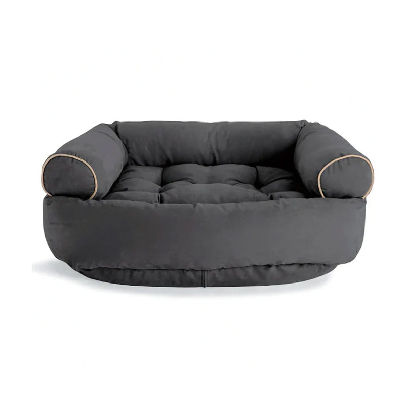 Orthopedic Dog Bed with Raised Bolster, Gray or Navy Blue, Joint Support Pet Sofa for Small, Medium & Large Dogs, Calming Couch Bed | Lonoma
