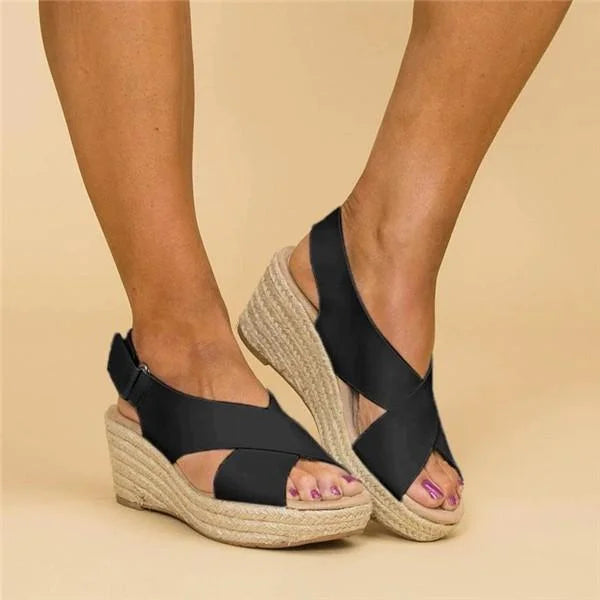 Women's Wedge Espadrilles — Comfortable Summer Sandals with Elastic Straps for All-Day Wear | Koossa