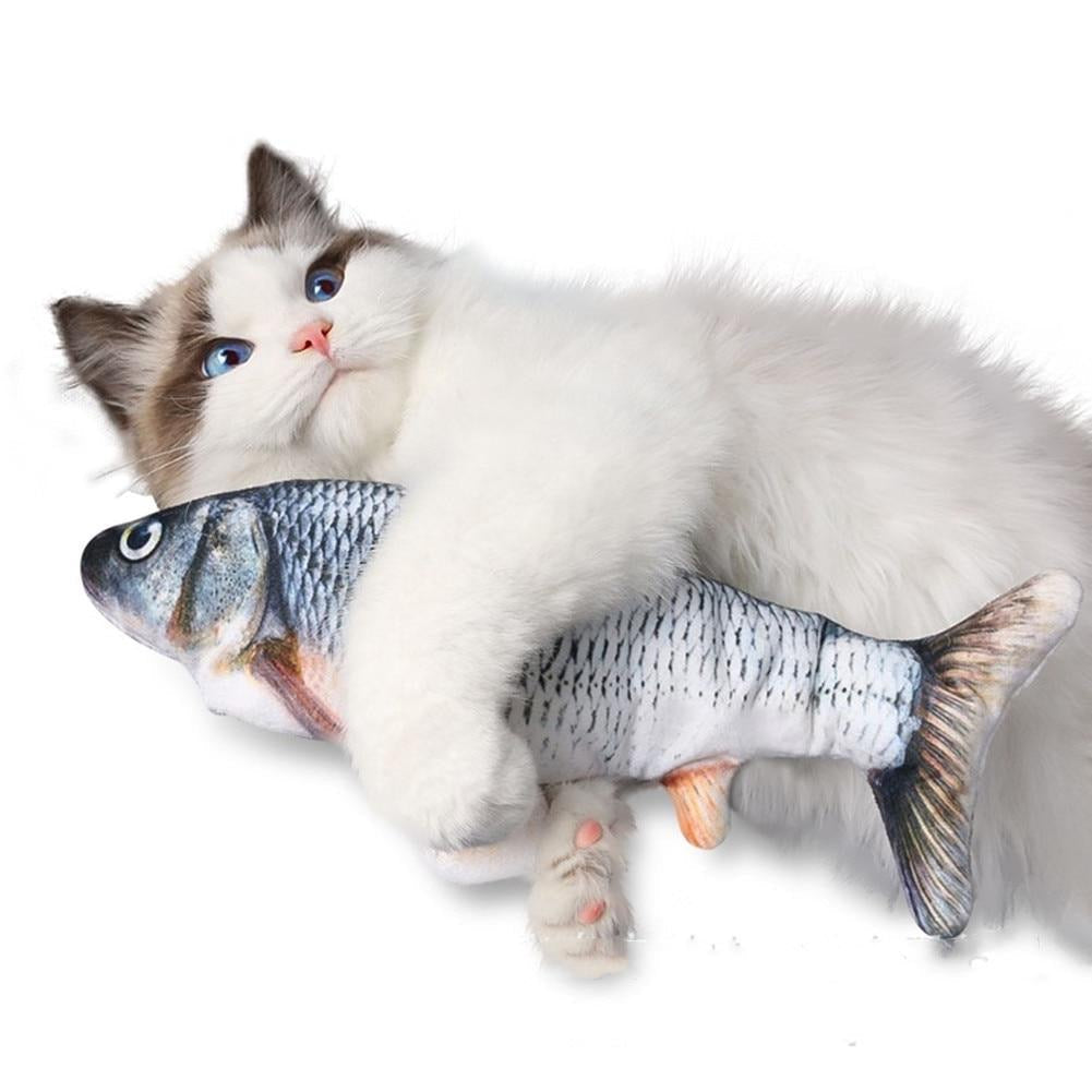 Cat Floppy Fish Toy USB Rechargeable Motion Sensor Catnip Cotton Plush Wiggling Fish Kicker Indoor Kitten Hunt | Koossa