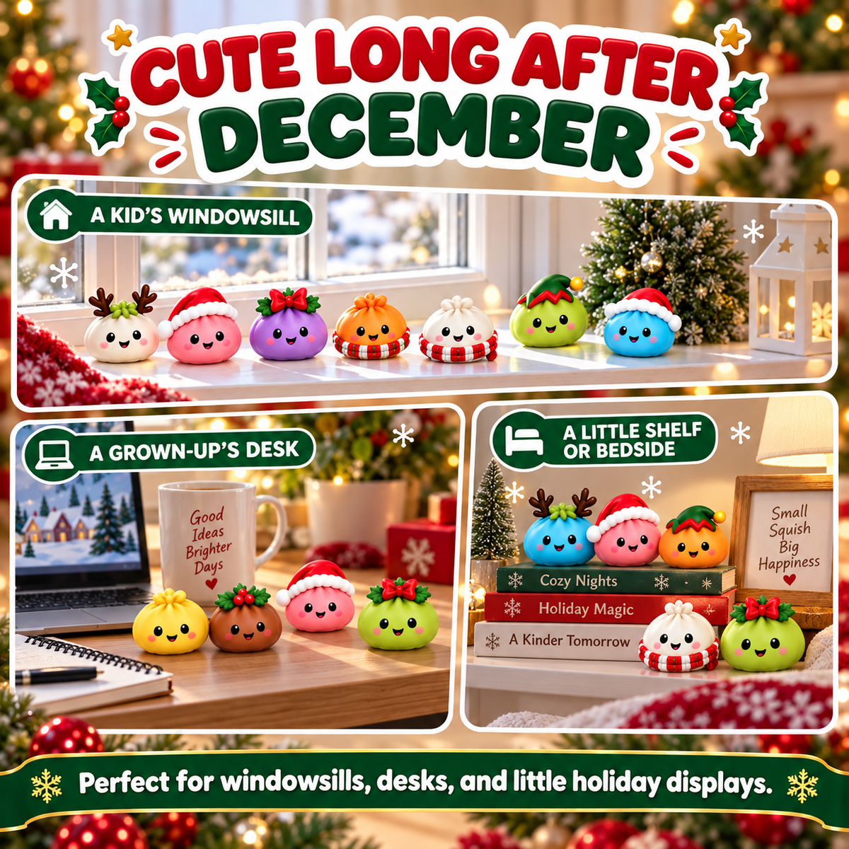 Advent Calendar with 24 Squishy Dumpling Figures, Christmas Countdown Toy for Kids, Kawaii Holiday Gift Set Ages 6 and Up | Lonoma