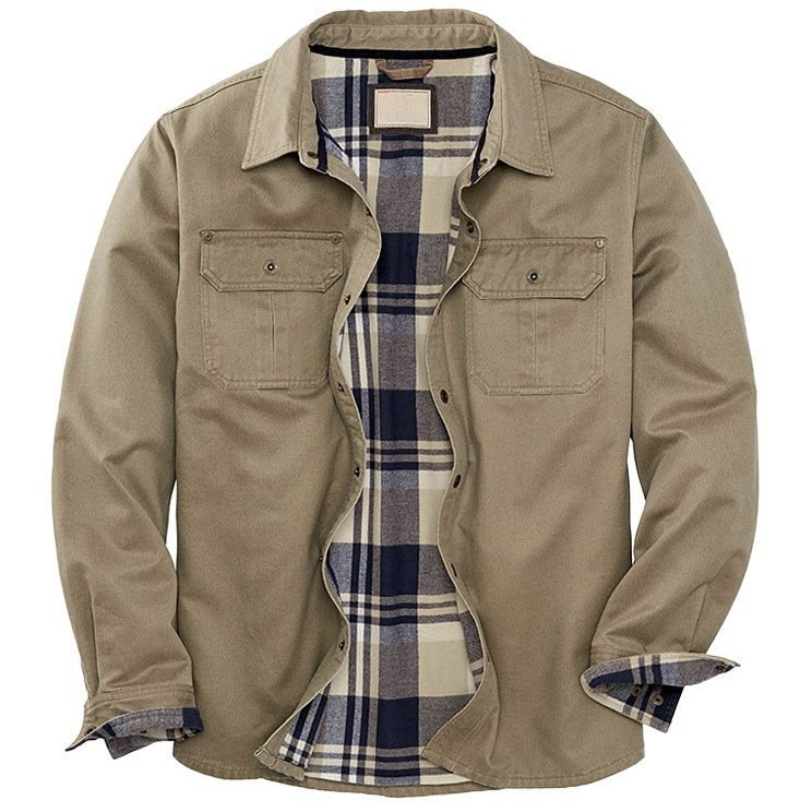 Flannel-Lined Workwear Jacket in Cotton Twill — Relaxed Fit for Weekend Comfort and Layering Over Knitwear | Koossa