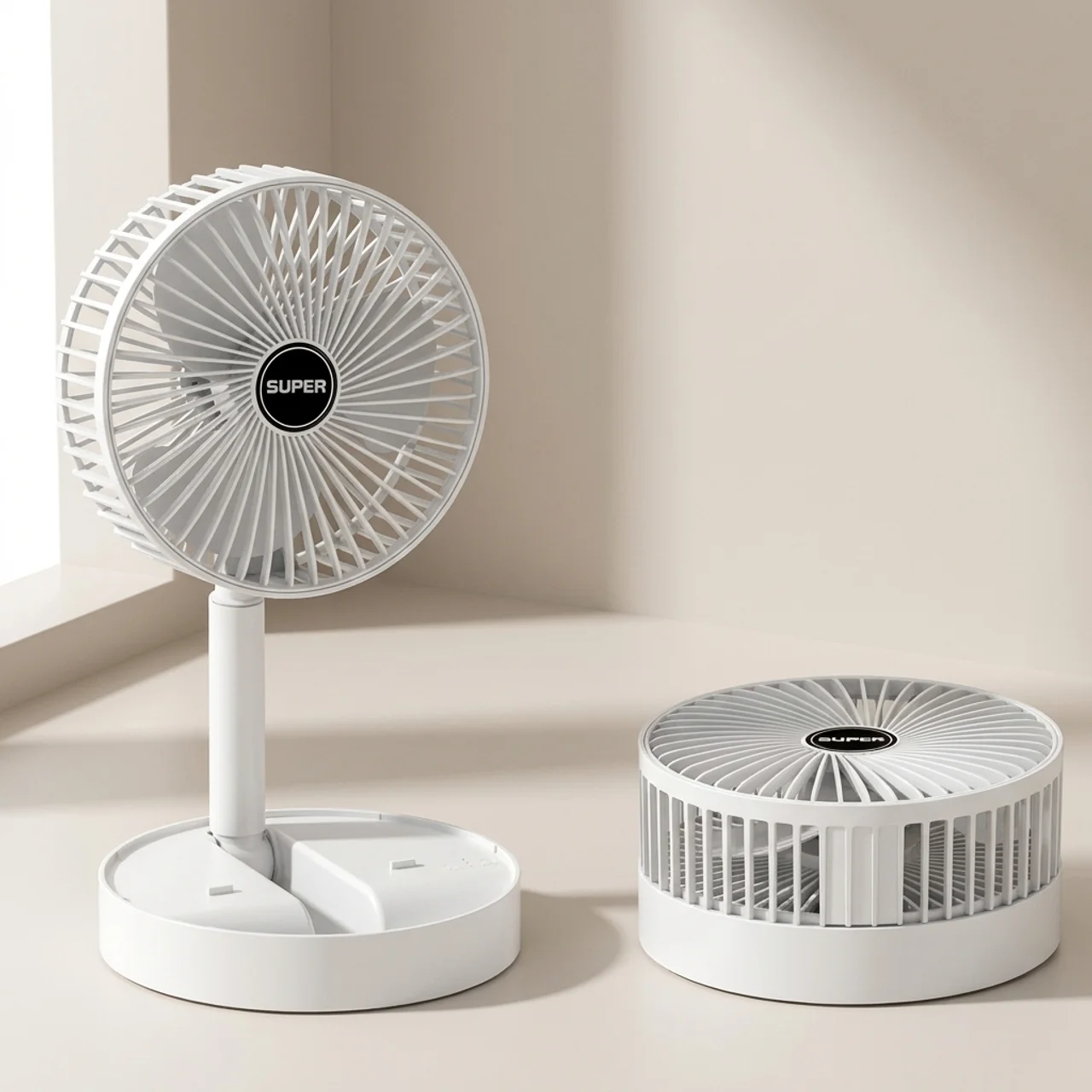 Ventilateur USB Pliable Portable 4 Vitesses Rechargeable Silencieux pour Bureau Voyage et Maison Format Compact | Koossa