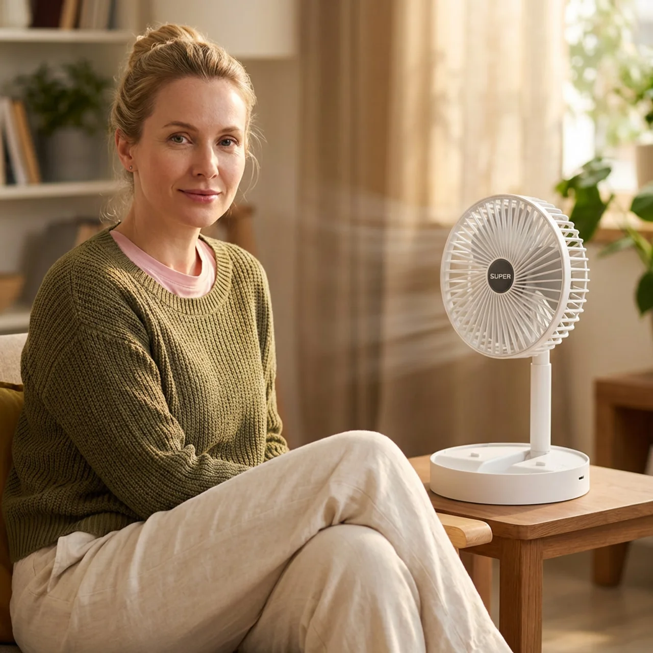 Ventilateur USB Pliable Portable 4 Vitesses Rechargeable Silencieux pour Bureau Voyage et Maison Format Compact | Koossa