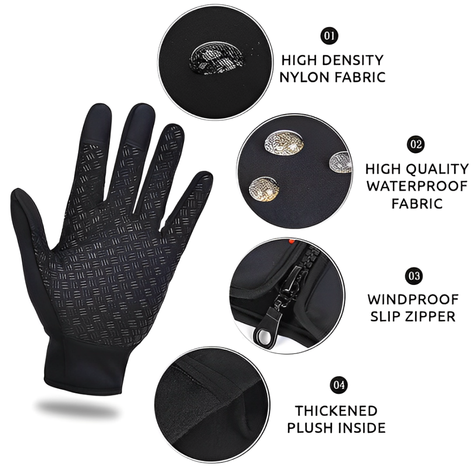 Battery-Powered Heated Gloves with Touchscreen Fingertips and Adjustable Heat Settings for Winter Cycling, Skiing, Snow | Lonoma