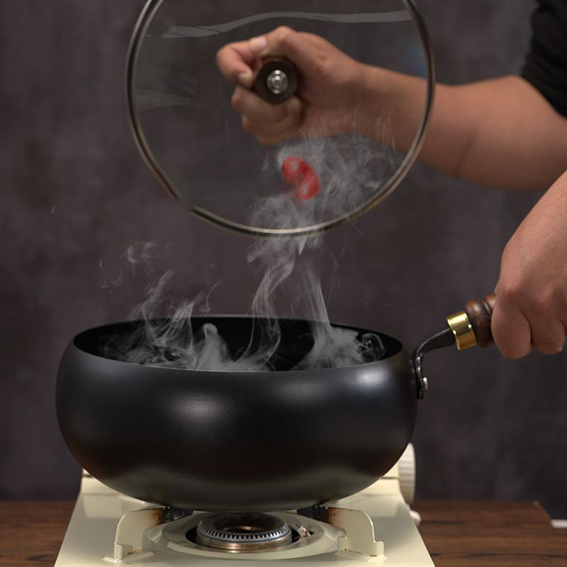 Récipient Profond en Fonte Noire 24 cm Induction Gaz Four Sautés Mijotés Braisés Cuisine Asiatique Robuste | Koossa