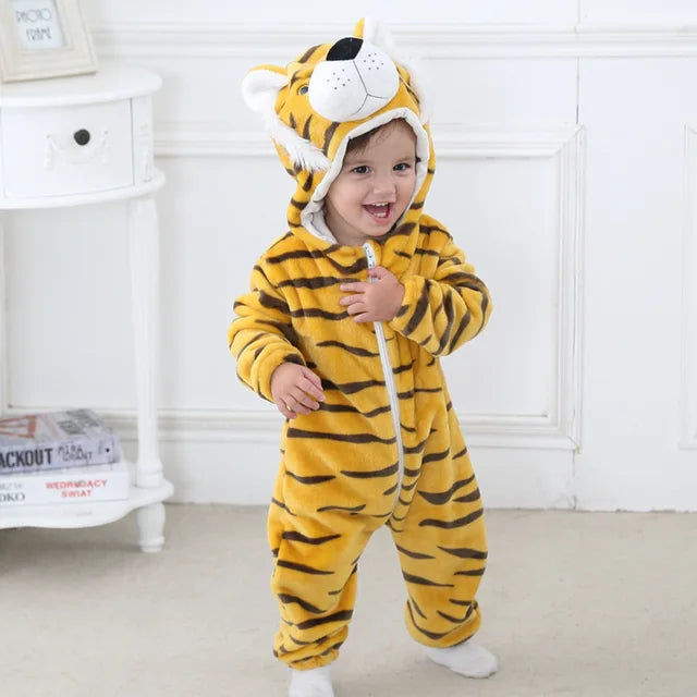 Baby Animal Onesie Costume with Hood, Full-Zip Fleece Romper Jumpsuit for Infants & Toddlers, Cozy Loungewear, Playdates & Photo Shoots | Lonoma