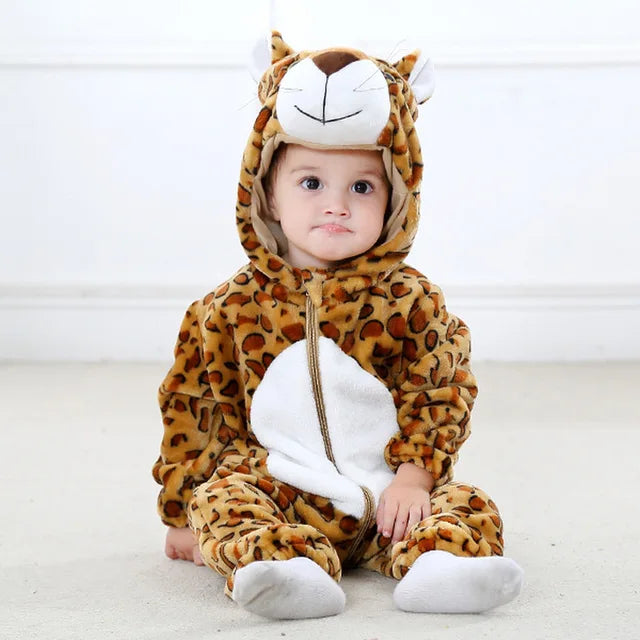 Baby Animal Onesie Costume with Hood, Full-Zip Fleece Romper Jumpsuit for Infants & Toddlers, Cozy Loungewear, Playdates & Photo Shoots | Lonoma