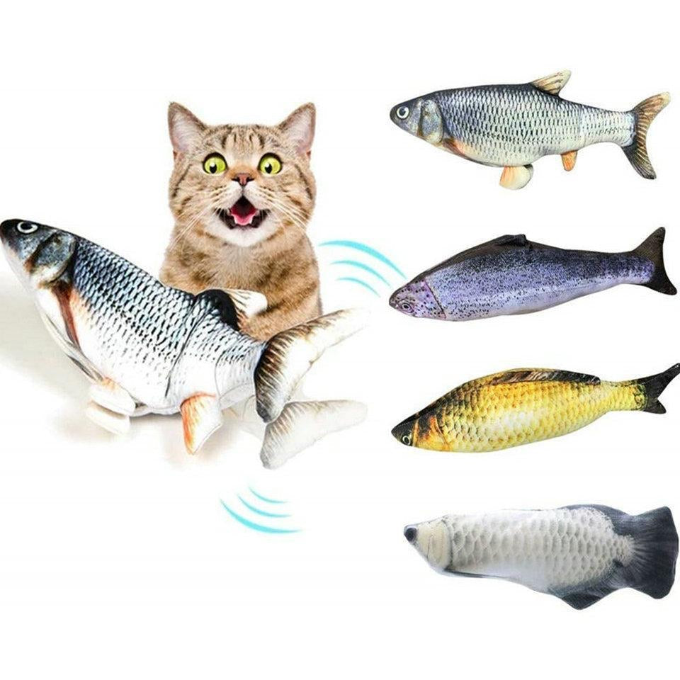 Cat Floppy Fish Toy USB Rechargeable Motion Sensor Catnip Cotton Plush Wiggling Fish Kicker Indoor Kitten Hunt | Koossa