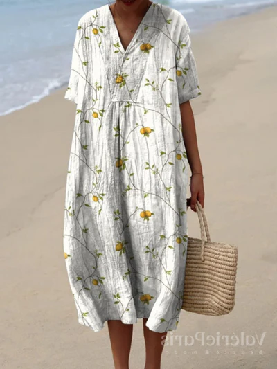 Women's Floral Print Summer Midi Dress — Elegant Day Dress for Warm Weather & Garden Parties | Koossa