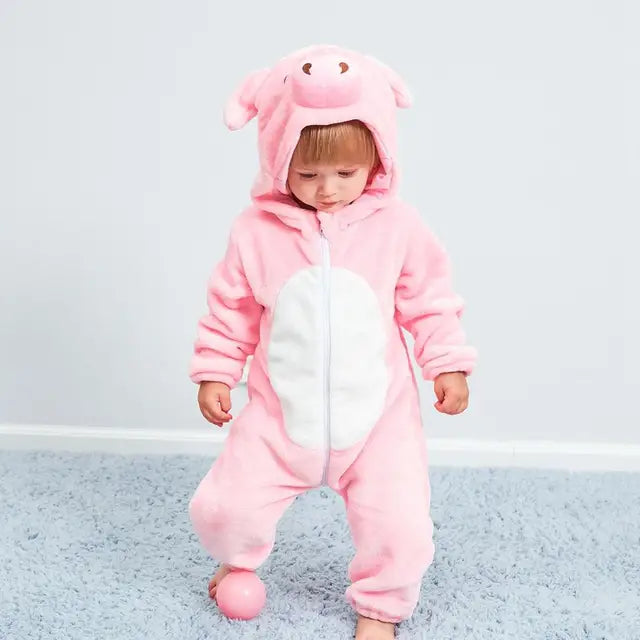 Baby Animal Onesie Costume with Hood, Full-Zip Fleece Romper Jumpsuit for Infants & Toddlers, Cozy Loungewear, Playdates & Photo Shoots | Lonoma