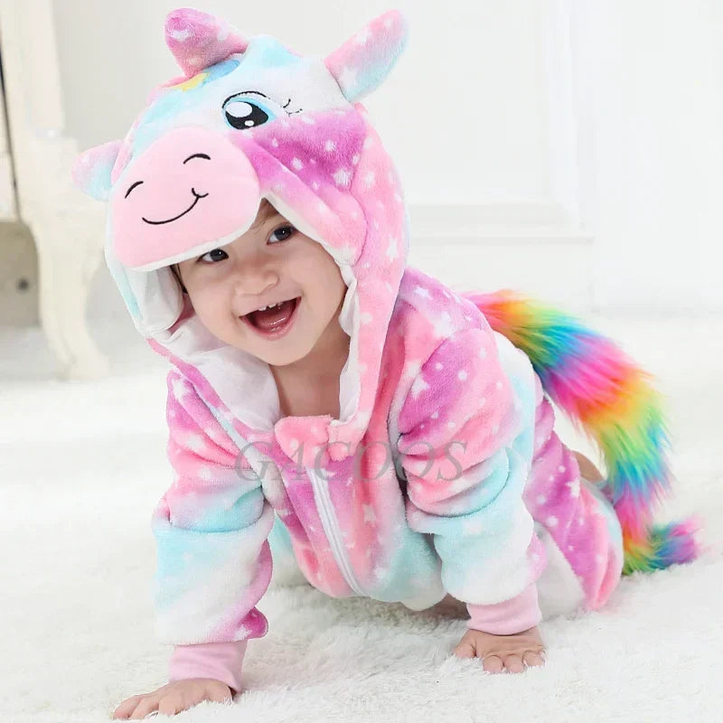Baby Animal Onesie Costume with Hood, Full-Zip Fleece Romper Jumpsuit for Infants & Toddlers, Cozy Loungewear, Playdates & Photo Shoots | Lonoma