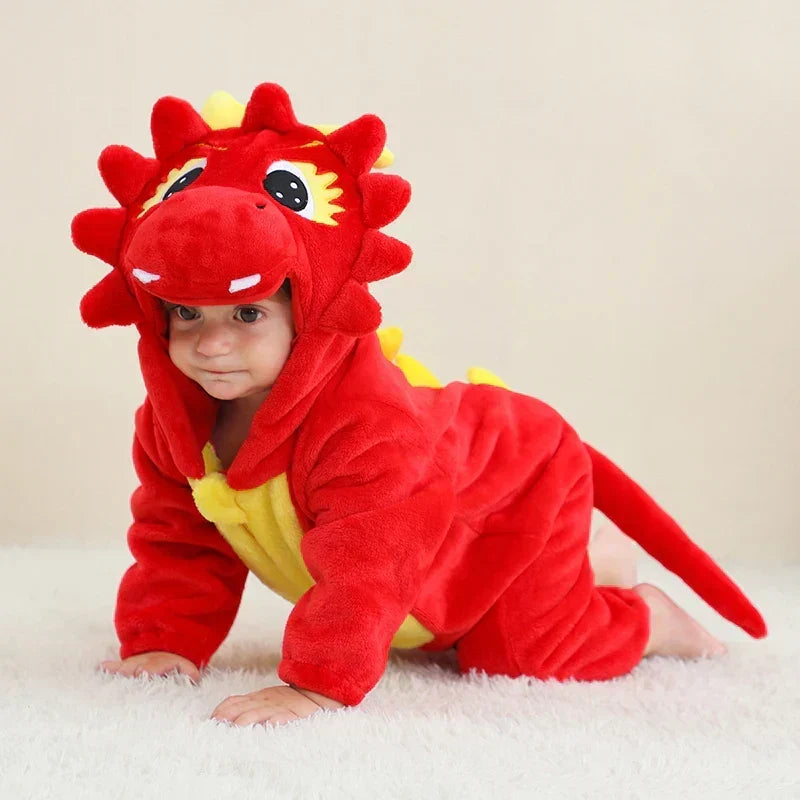 Baby Animal Onesie Costume with Hood, Full-Zip Fleece Romper Jumpsuit for Infants & Toddlers, Cozy Loungewear, Playdates & Photo Shoots | Lonoma