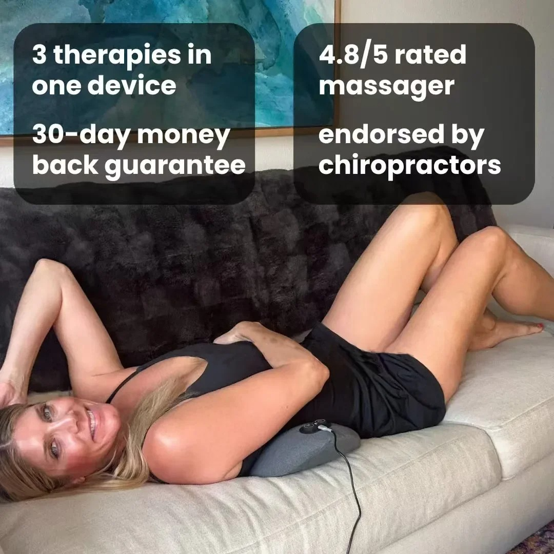 Lower Back Massager with Heat and Vibration, Cordless Rechargeable Lumbar Support Massage Device for Home, Office, Couch & Travel | Lonoma