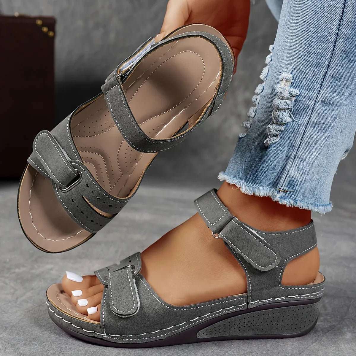 Women's Orthopedic Strap Sandals with Low Heel in Eight Colours – Supportive Summer Footwear with Ergonomic Sole for All-Day Comfort and Elegant Styling | Koossa