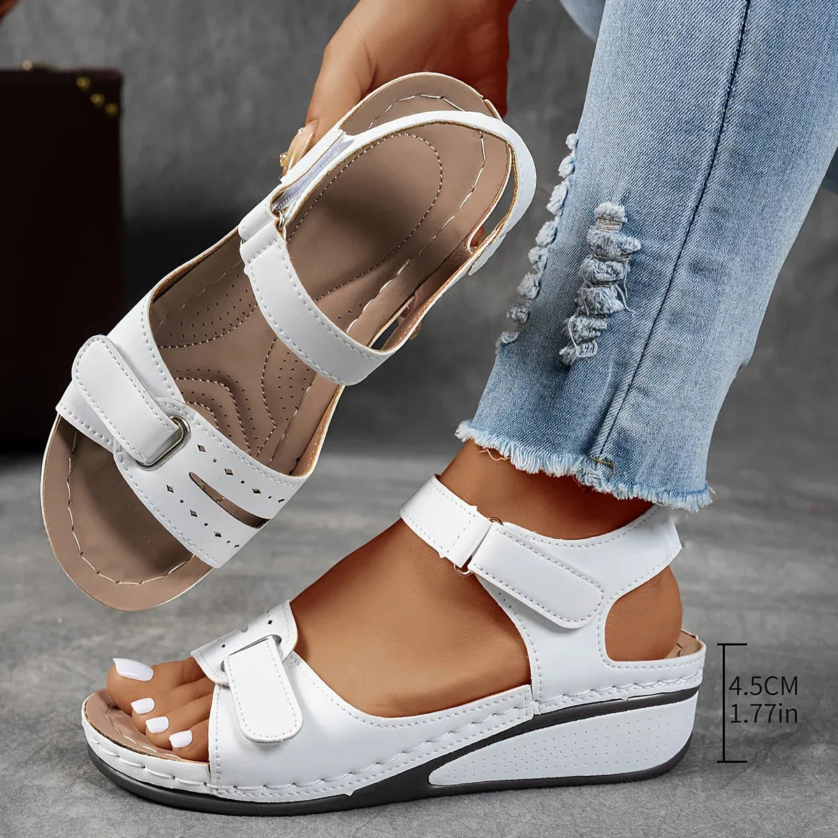 Women's Orthopedic Strap Sandals with Low Heel in Eight Colours – Supportive Summer Footwear with Ergonomic Sole for All-Day Comfort and Elegant Styling | Koossa