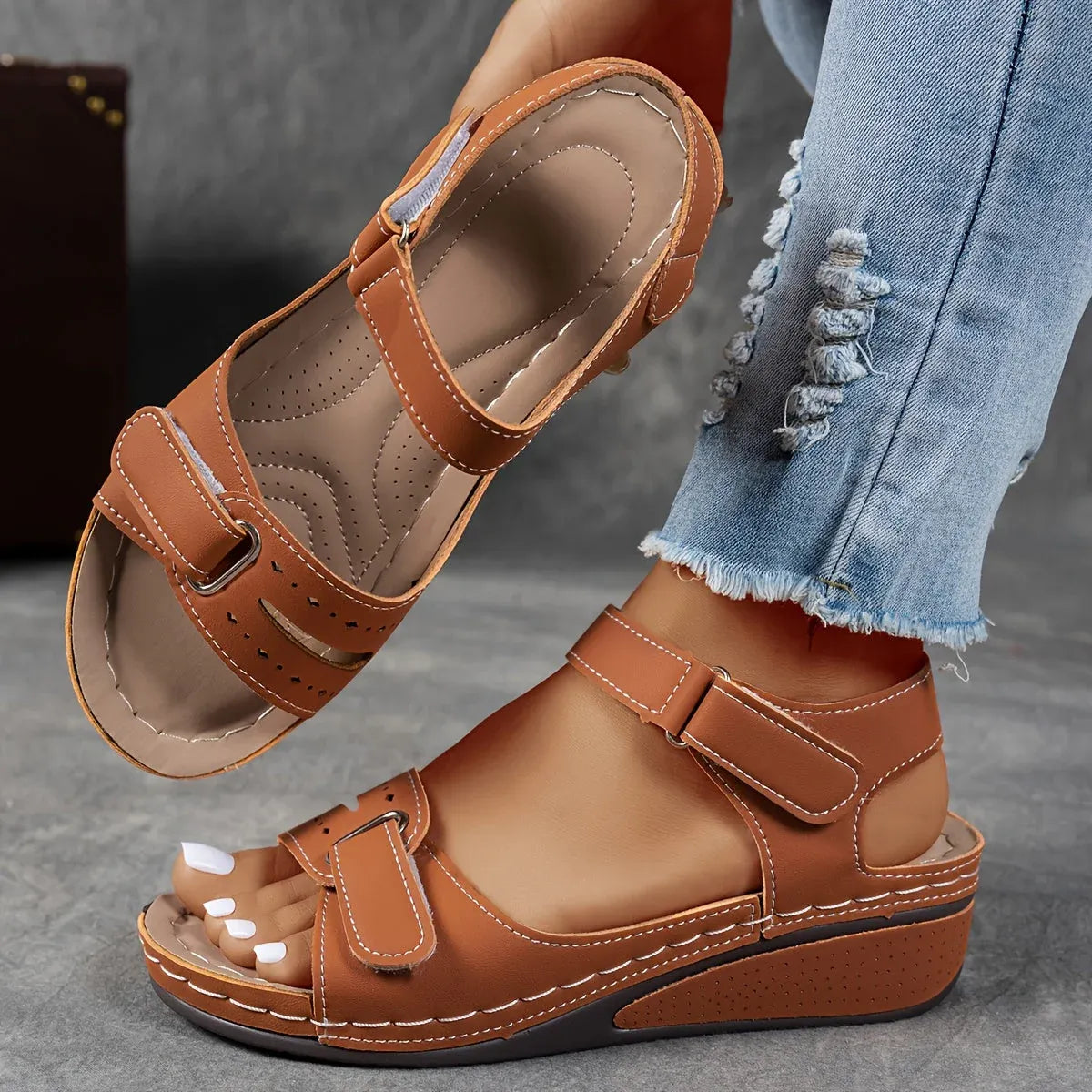 Women's Orthopedic Strap Sandals with Low Heel in Eight Colours – Supportive Summer Footwear with Ergonomic Sole for All-Day Comfort and Elegant Styling | Koossa