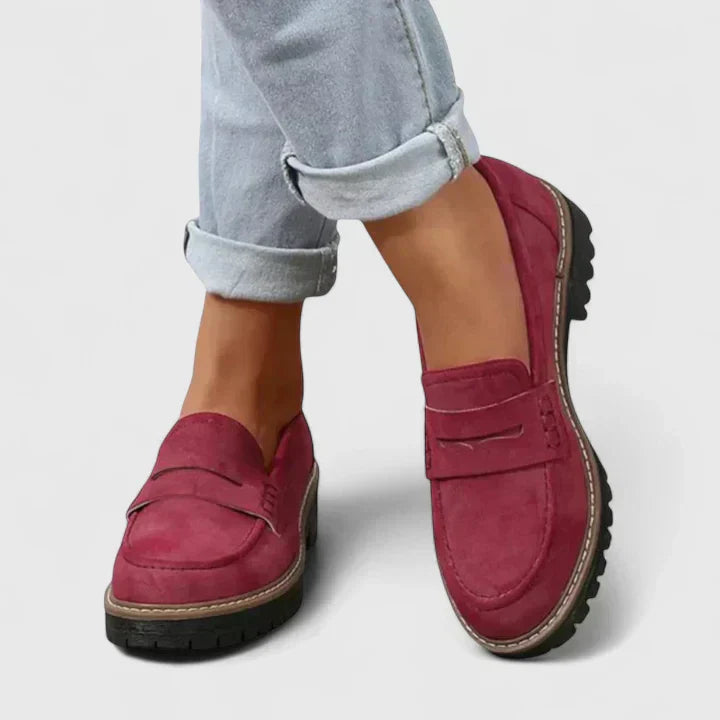 Slip-On Chunky Loafer Shoes in Black with Sturdy Platform Sole for Effortless Everyday Wear | Koossa